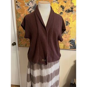 Margaret Winters New York Boxy Brown Cotton Lagenlook Sleeveless Sweater M